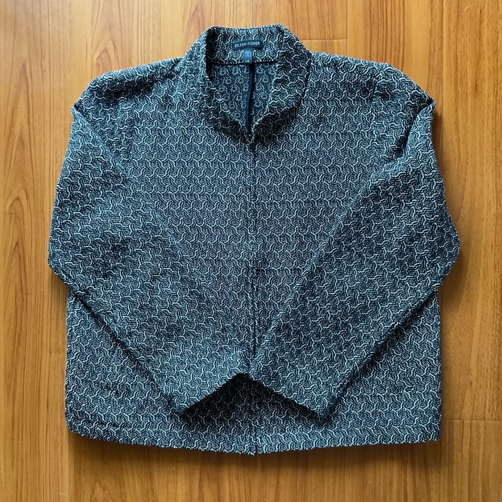 Eileen Fisher Rosette Jacquard Zip Jacket Size L